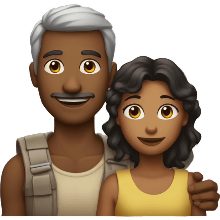 Pai negro com um filho e uma filha emoji