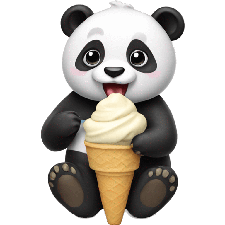 Panda eating ice cream emoji