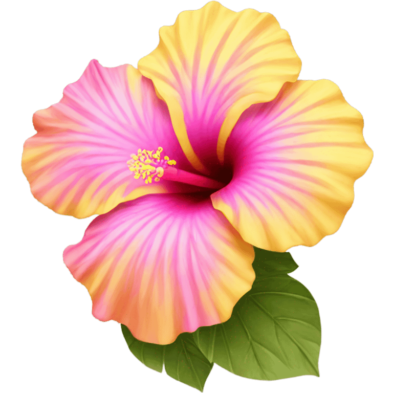 yellow and pink hibiscus flower emoji