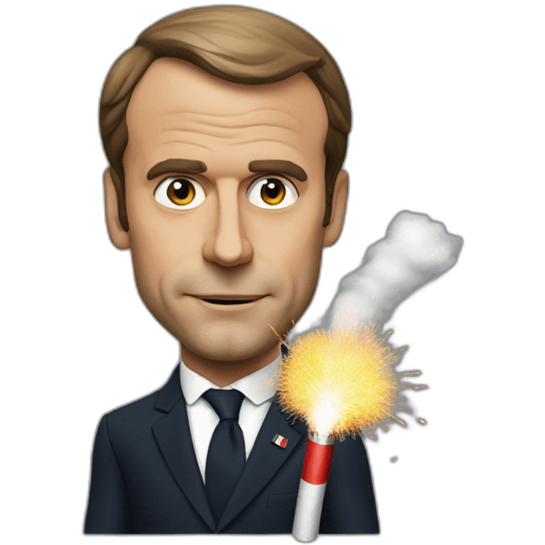 president macron smoke a firecracker emoji