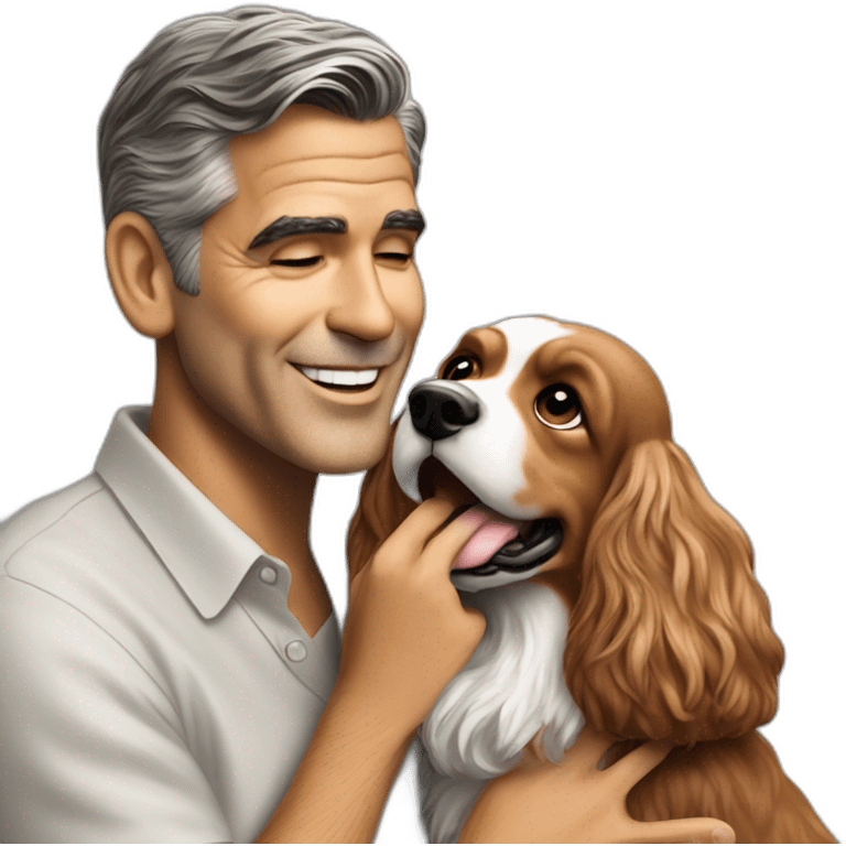 george clooney petting a cocker spaniel emoji