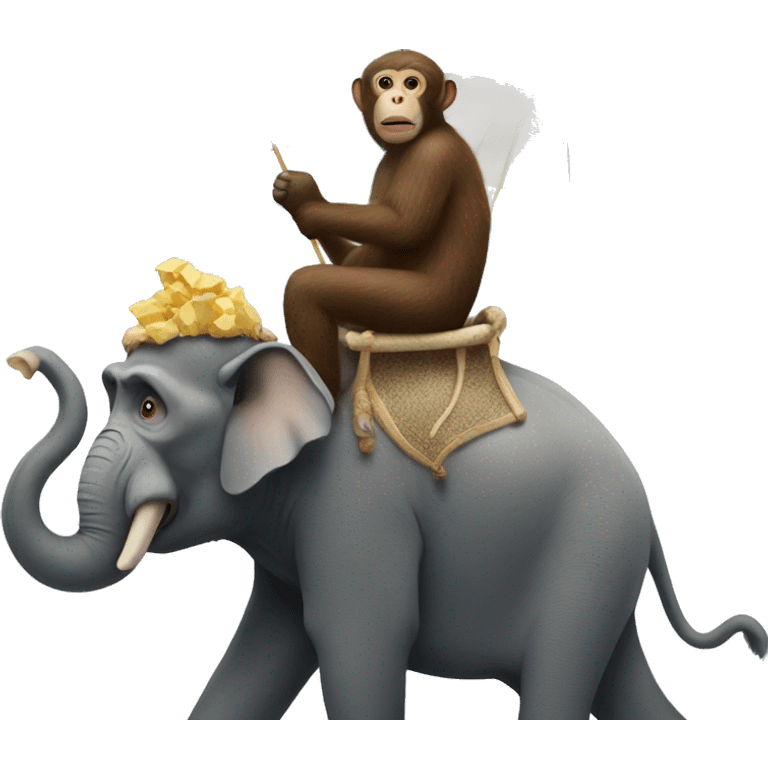 Monkey riding an elephant in the arctic  emoji