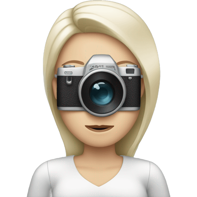 white skinned woman holding a camera emoji