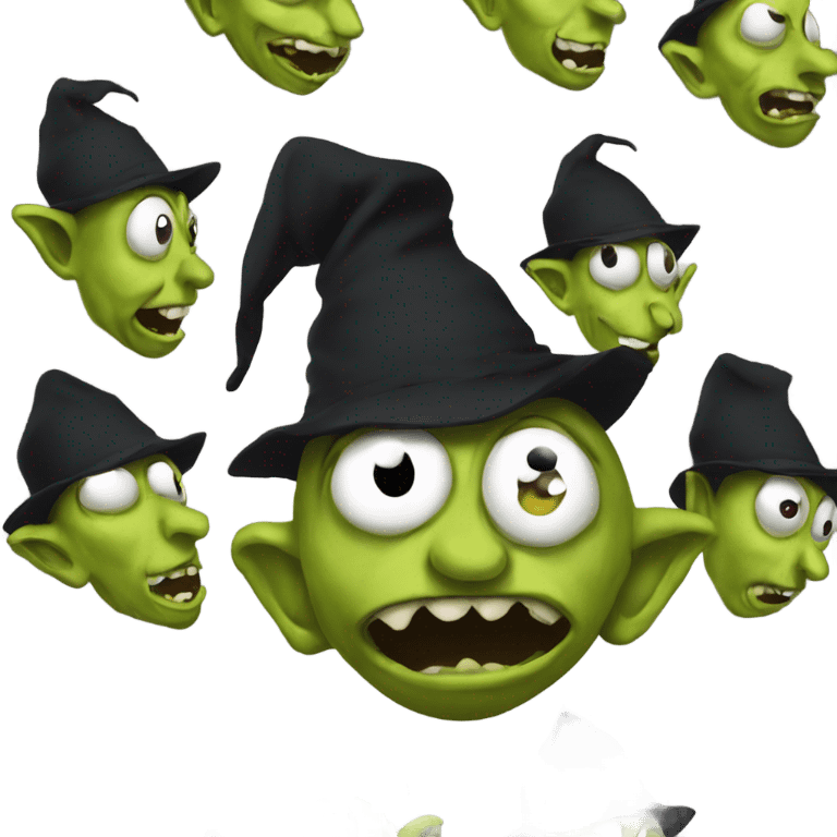 Goblin wearing hat and eyes are hidden under the hat emoji