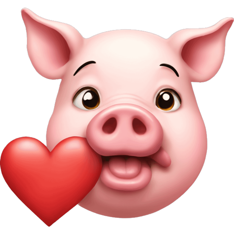 Pig sending a kiss with a heart emoji