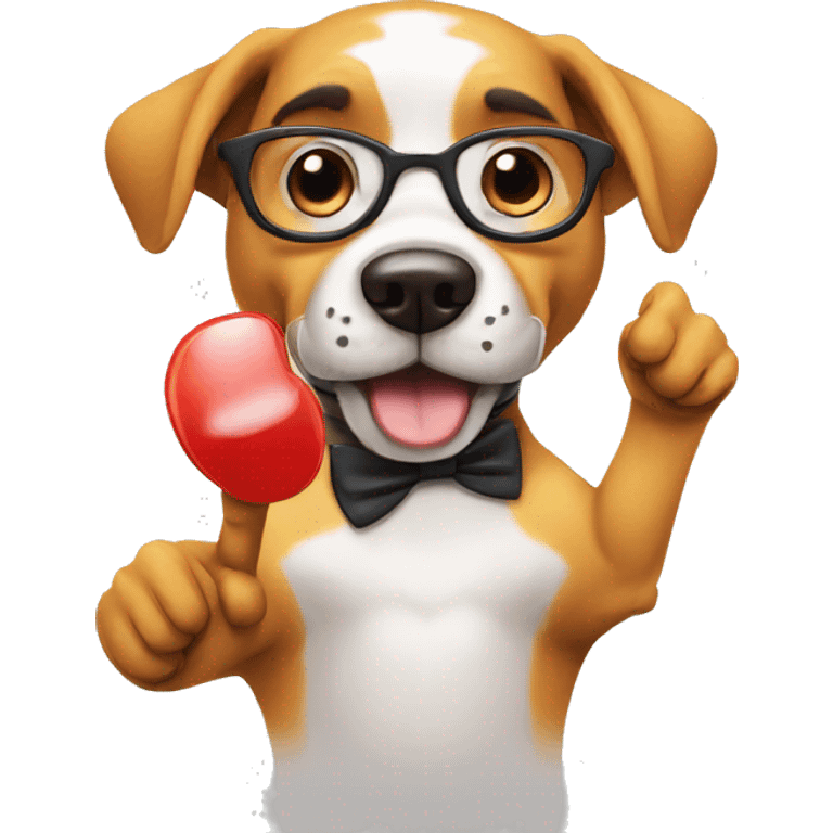 nerd dog with his index finger up emoji