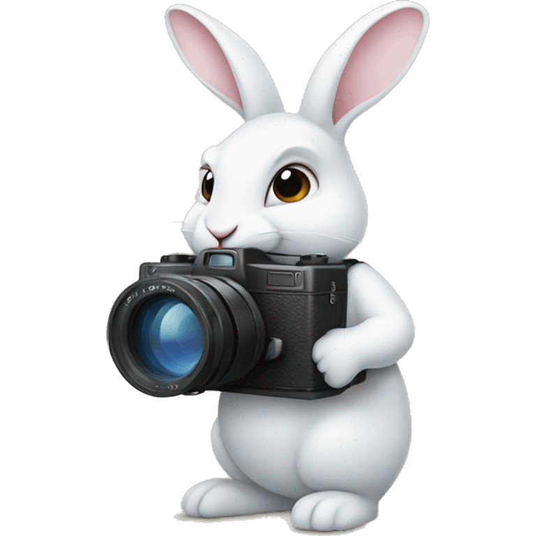 white rabbit holding a camera emoji