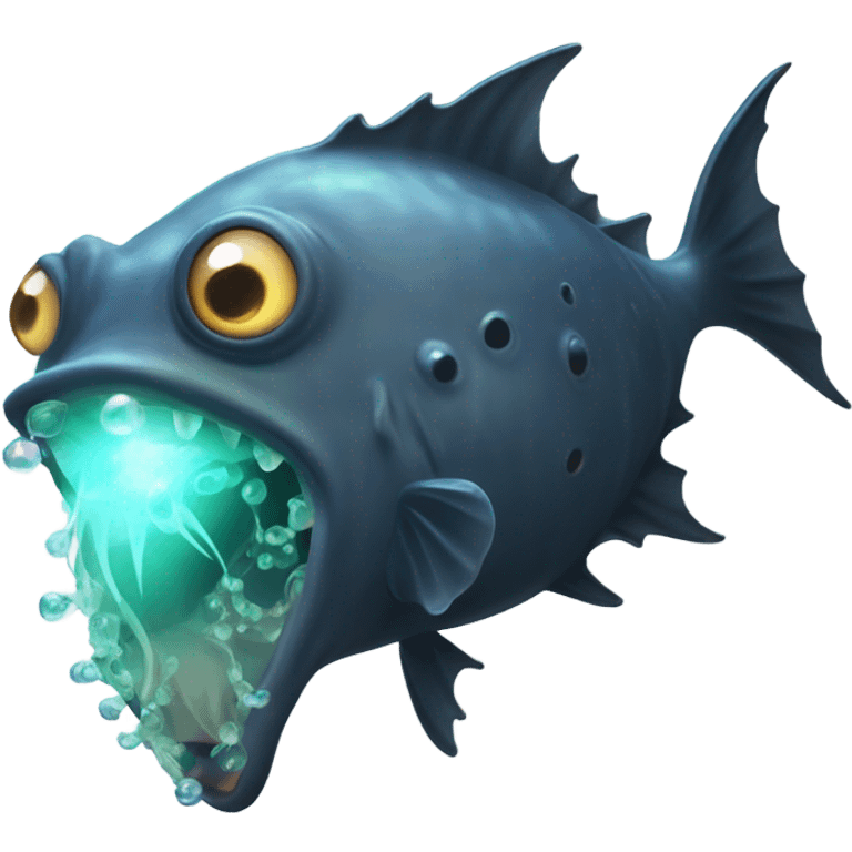 Anglerfish with glowing lure, sharp teeth, and big eyes. emoji