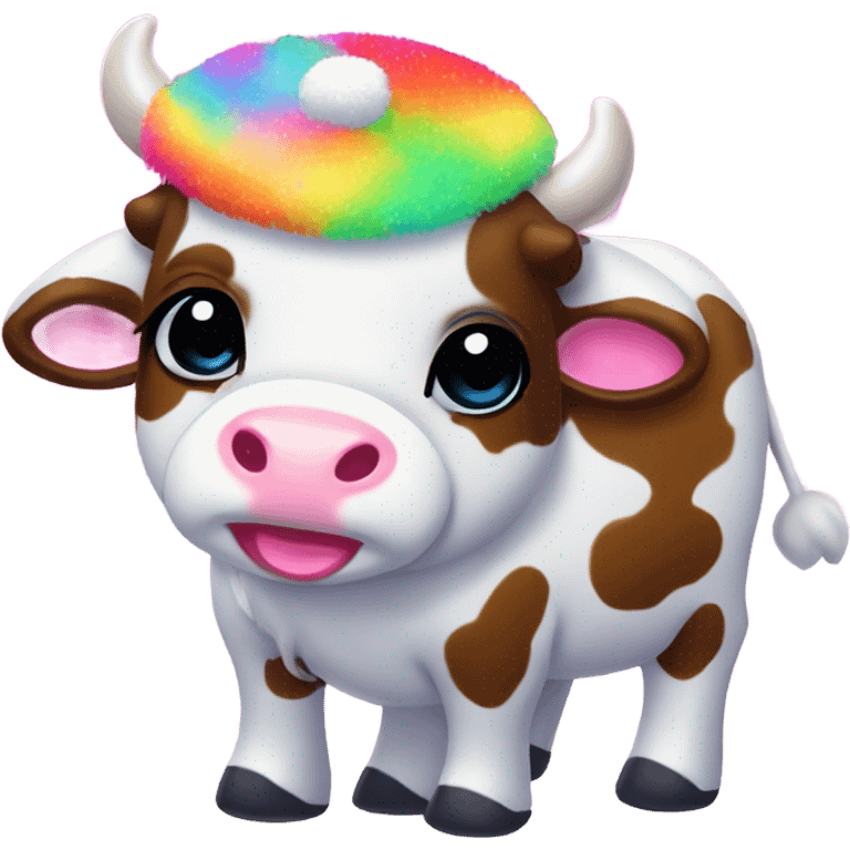 Lisa frank Christmas fluffy baby cow emoji