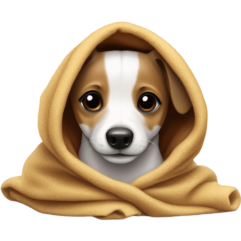 Little jack Russell dog under a blanket emoji