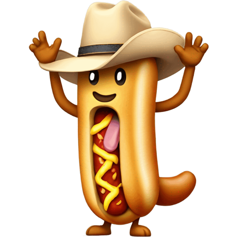 Hotdog in a cowboy hat dancing emoji