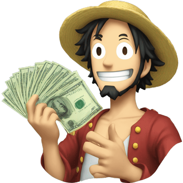 One Piece Ruffy with money in his hand emoji