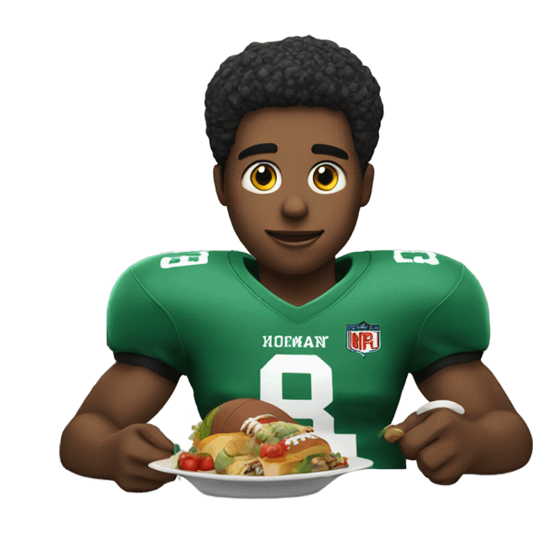 A football player eating emoji