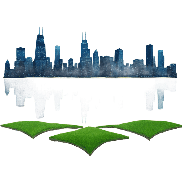 chicago Skyline with on grass and water emoji