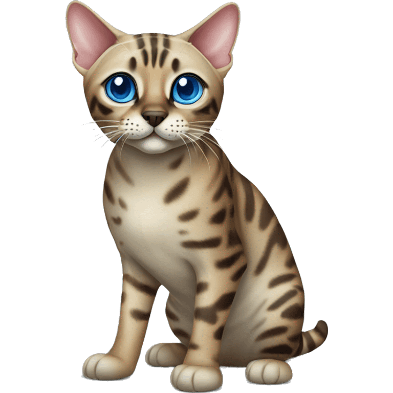 Seal Bengal cat with Blue eyes standing emoji