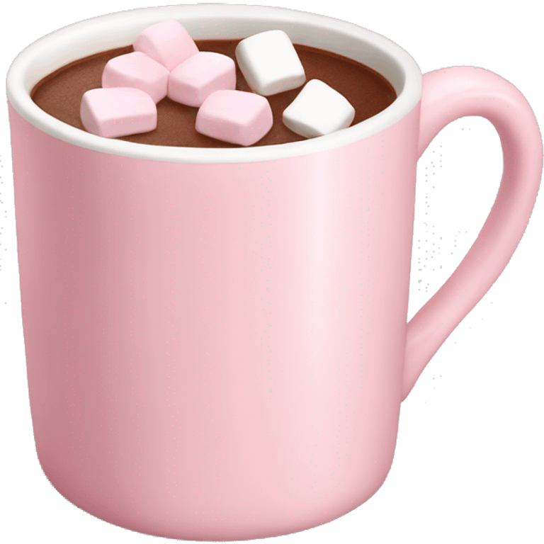 Light Pink mug of hot chocolate with marshmallows  emoji