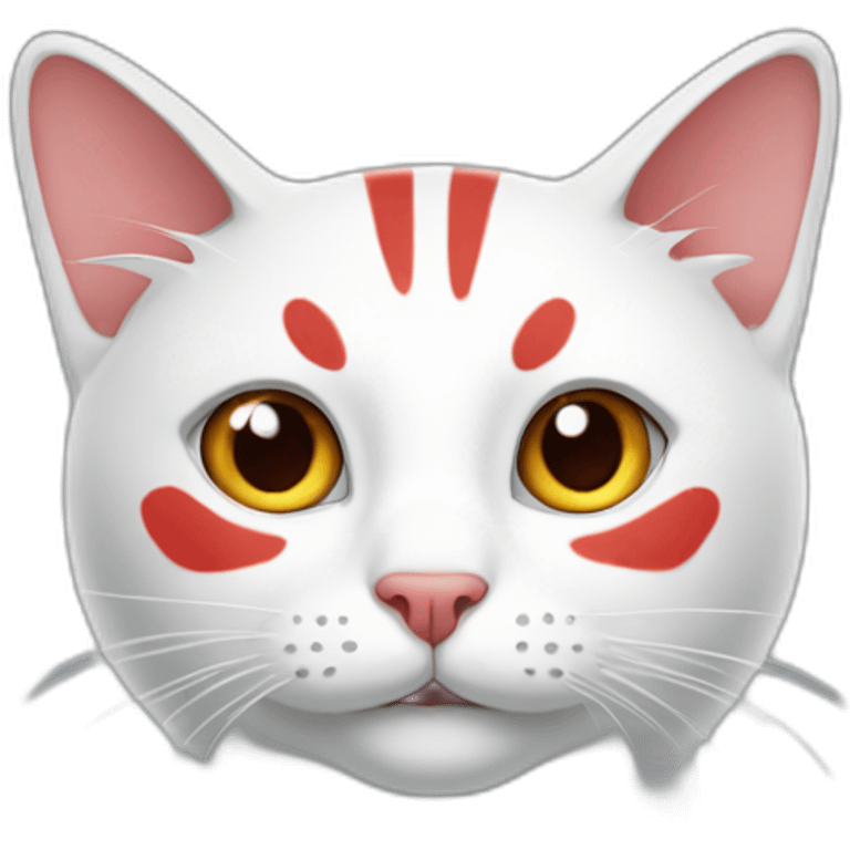 cat-very-pure-white-with=three-red-strip-on-a-head emoji