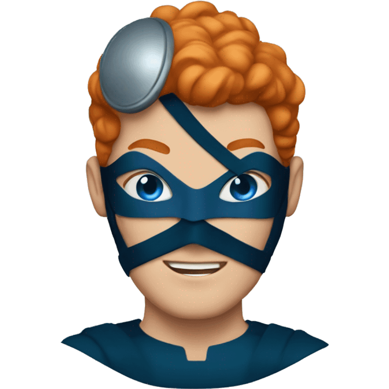 masked superhero with blue eyes ginger hair  emoji