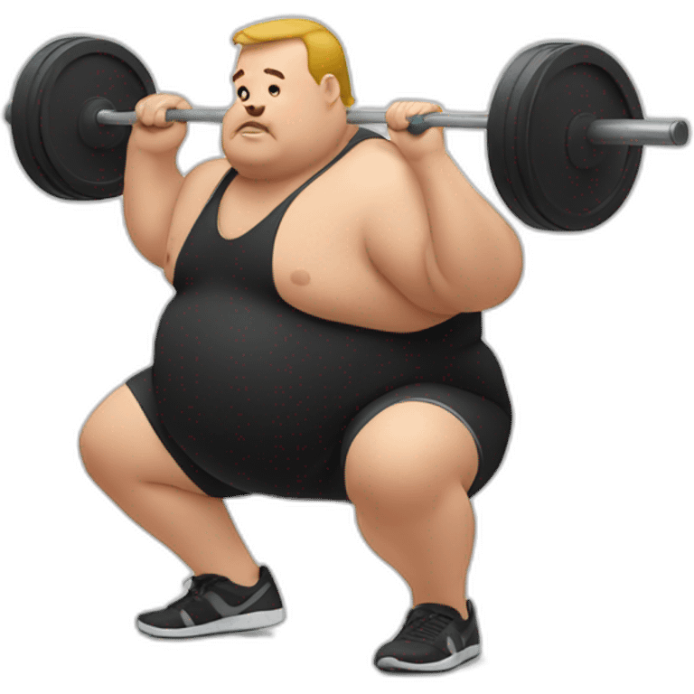 fat man doing squats from the side emoji