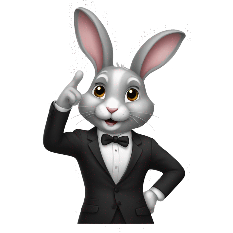 White Rabbit with black suit doing pinch finger emoji