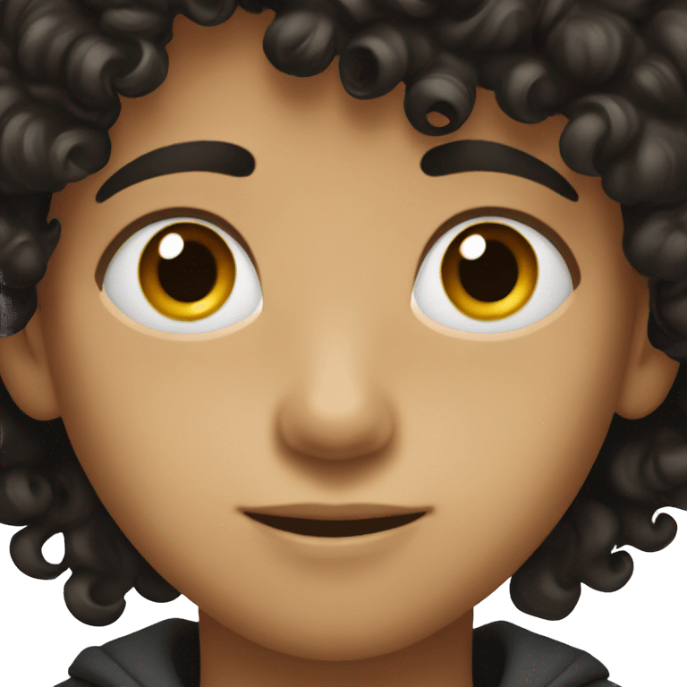 a boy with brown eye and black curly hair emoji