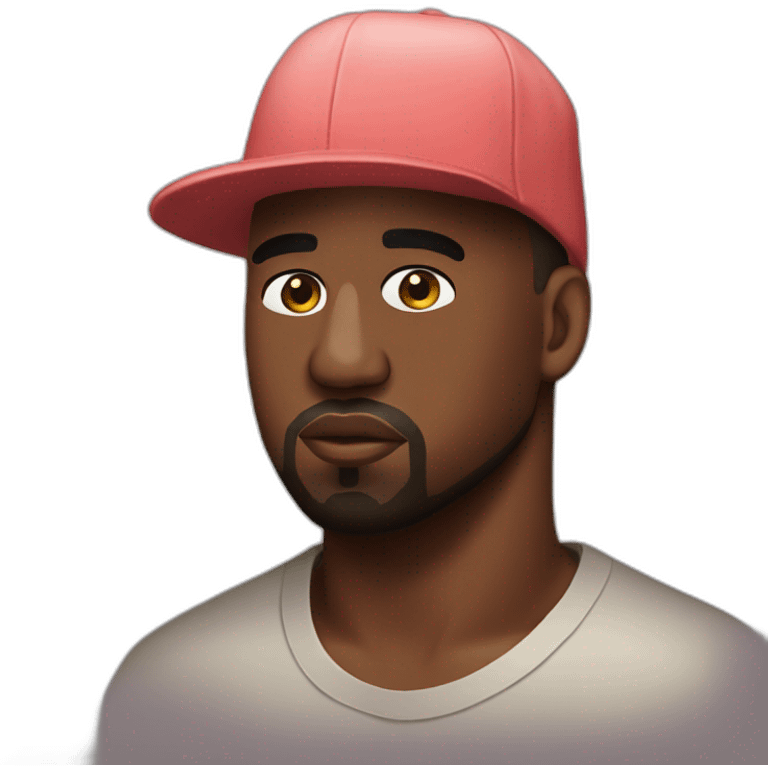 Kanye West wearing a birthday hat emoji