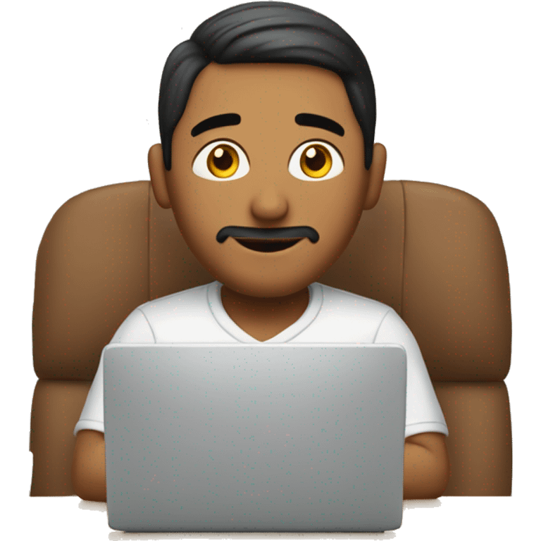 A man in a capiglione at a computer. emoji