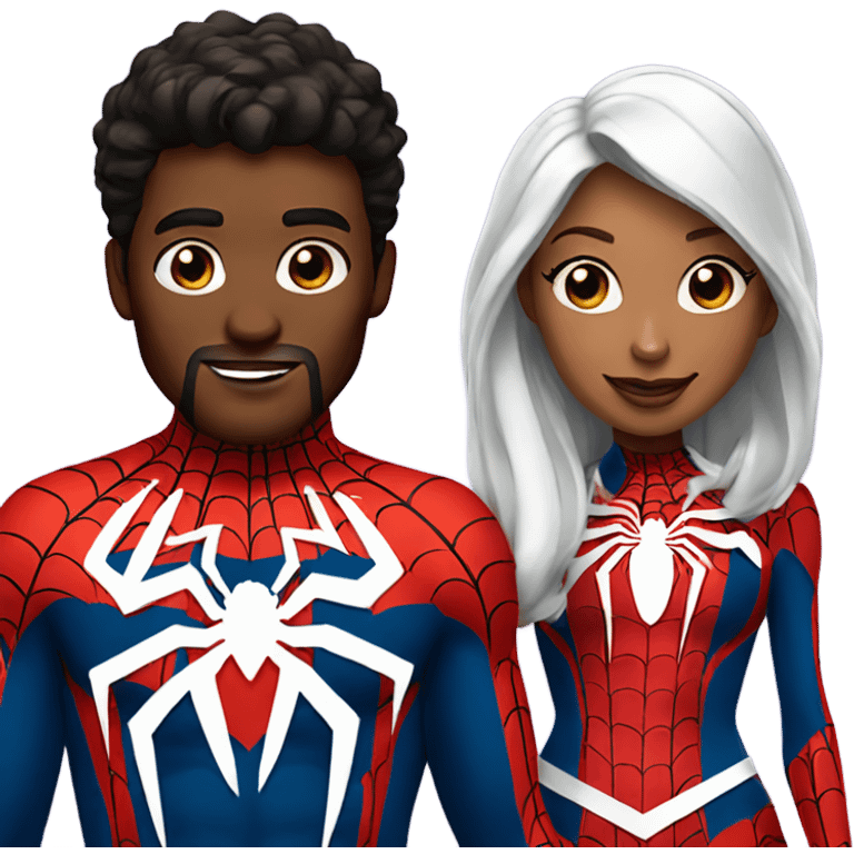 A couple in spider man outfits emoji