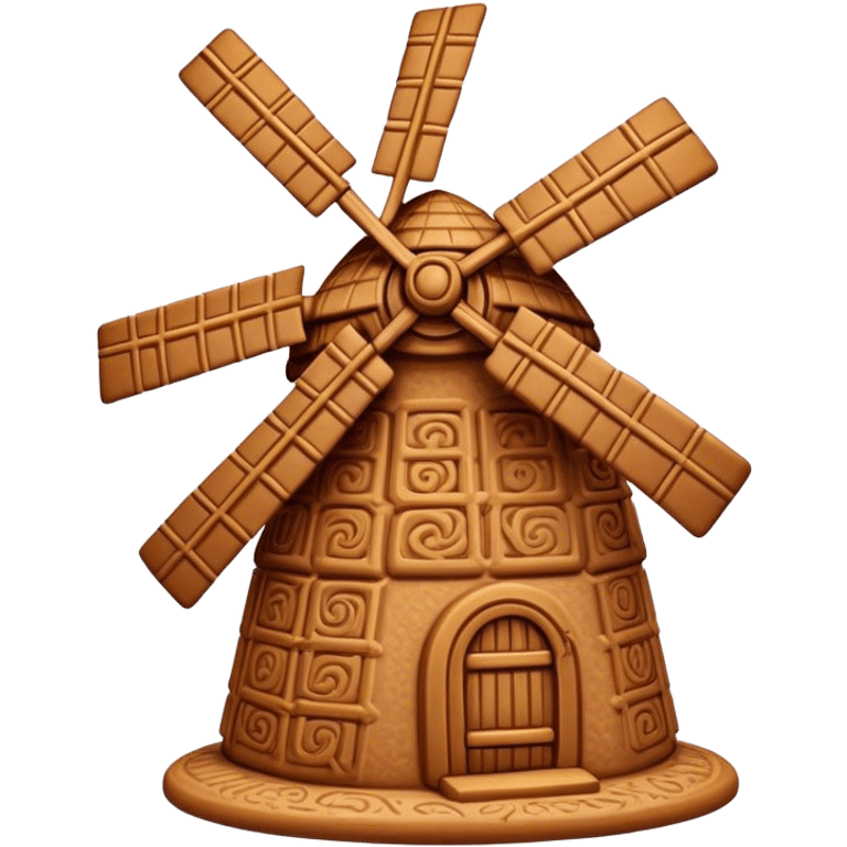 Speculaas Cinematic Realistic Speculaas Biscuit Emoji, depicted as a spiced speculaas cookie crafted in a charming windmill shape, rendered with intricate textures and warm, inviting lighting. emoji