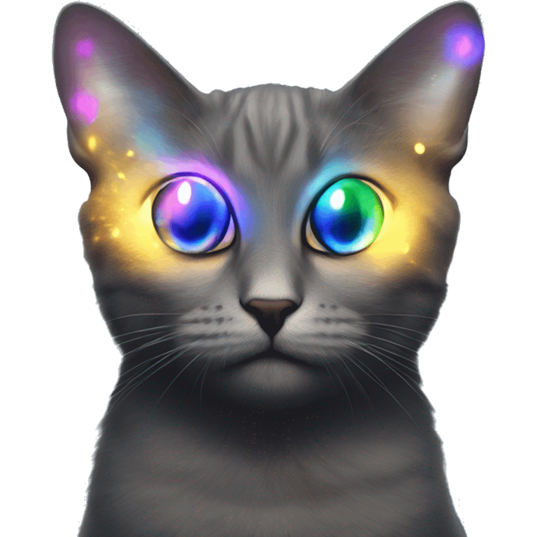 Dark iridescent butterfly glowing on top of cats head  emoji