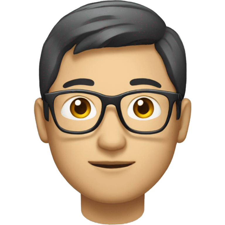 Asian-looking guy with glasses working on his laptop.  emoji