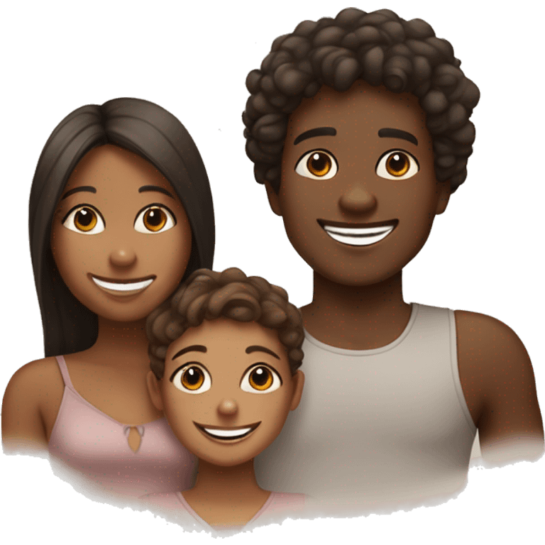 2 brown skin girls and one brown skin boy smiling  emoji