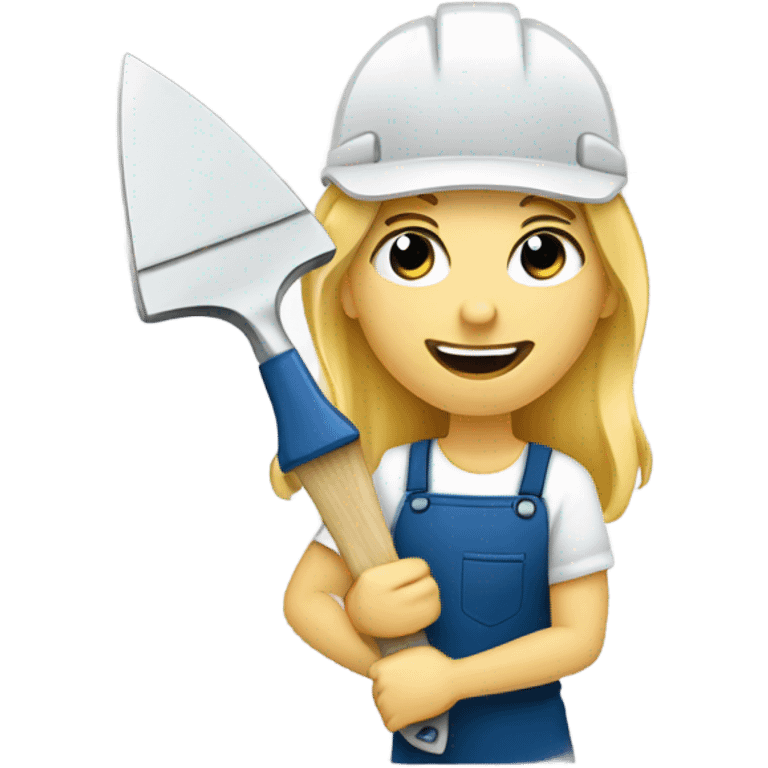 Blond plasterer holding trowel emoji