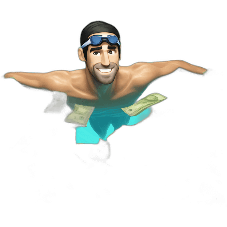 michael phelps swiming in a pool of money emoji