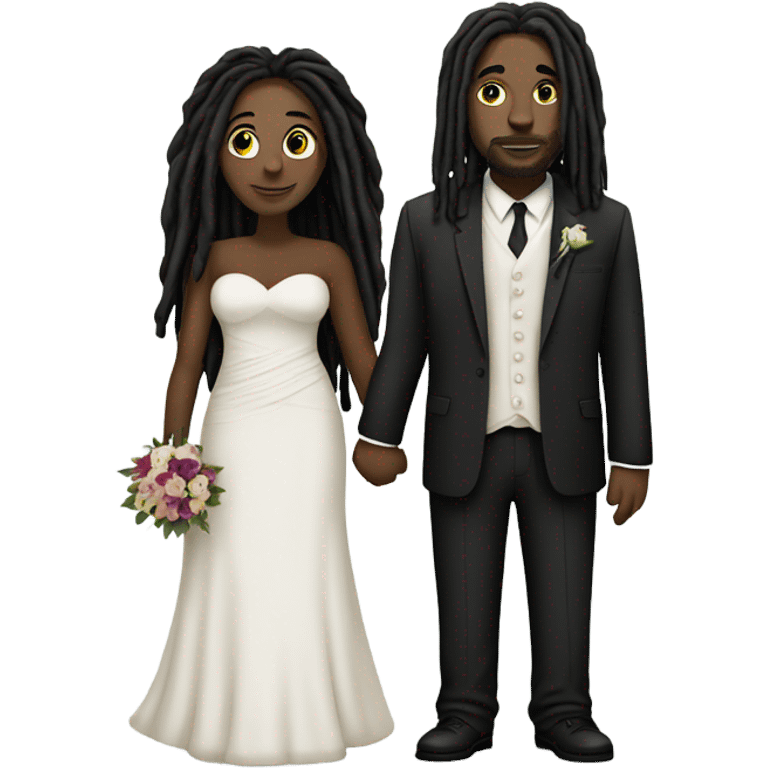 full body Plus size couple with dreads wedding pale emoji