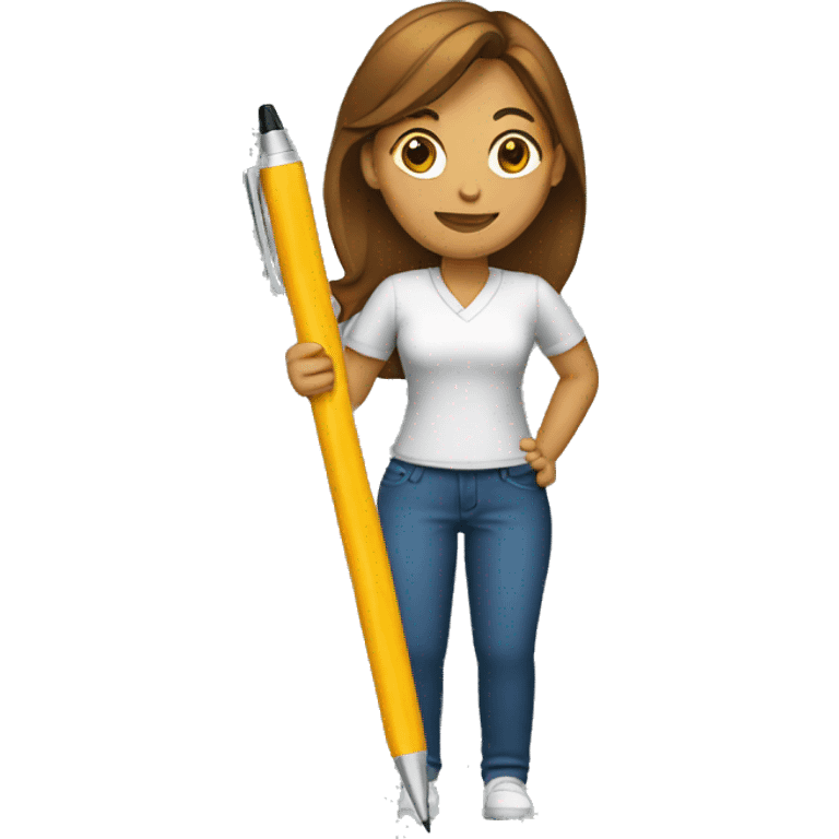 woman holding pen emoji