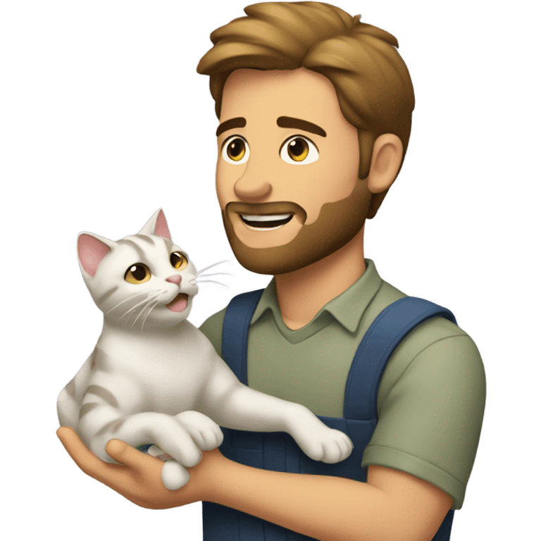 a man grabing a cat emoji