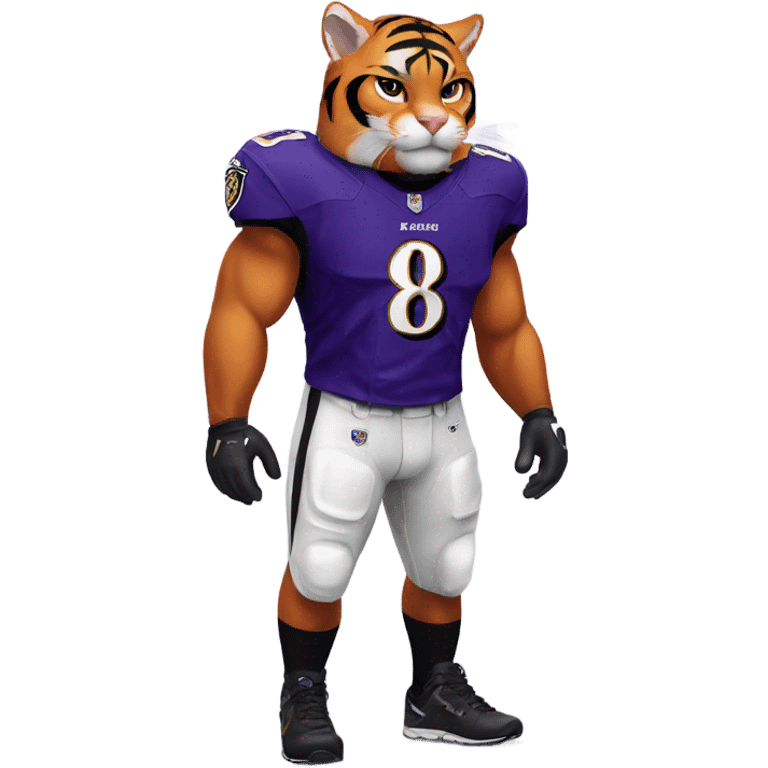 Orange tiger cat in Baltimore Ravens jersey  emoji