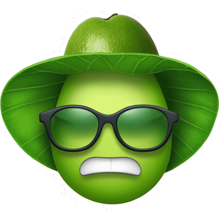 un aguacate con gafas y una gorra emoji