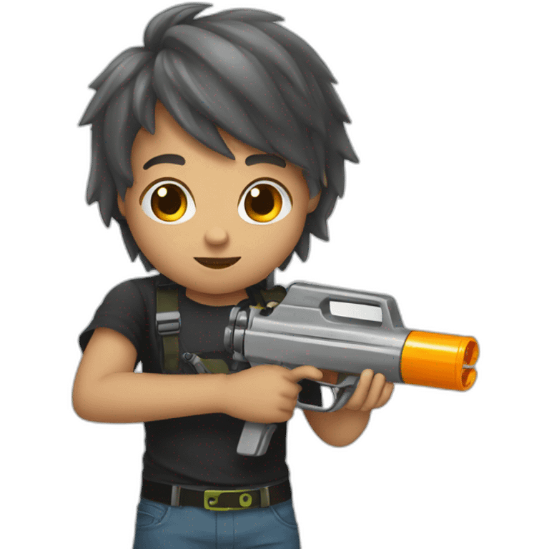 kid with metal water gun emoji