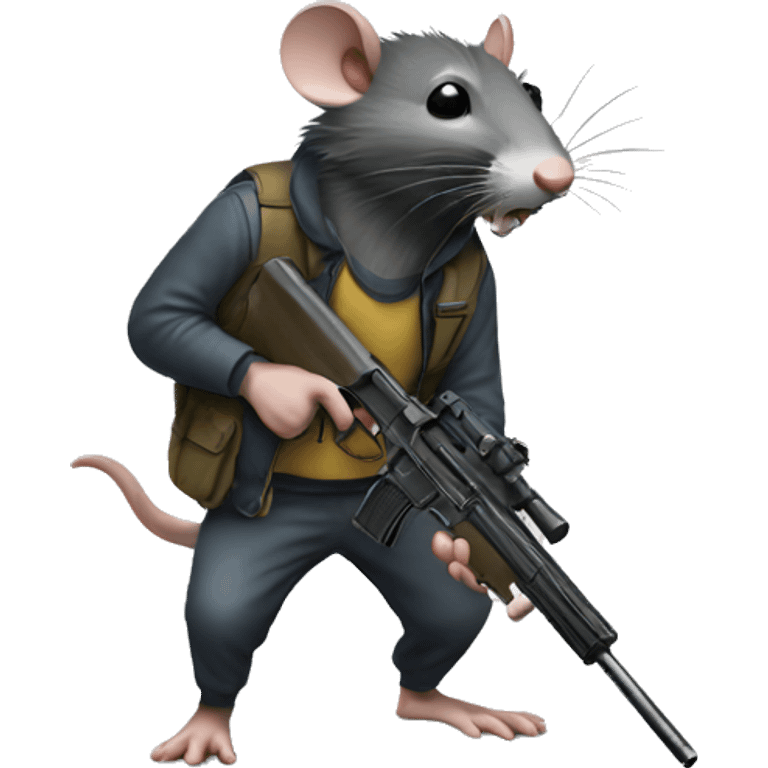 sneaky rat with gun emoji