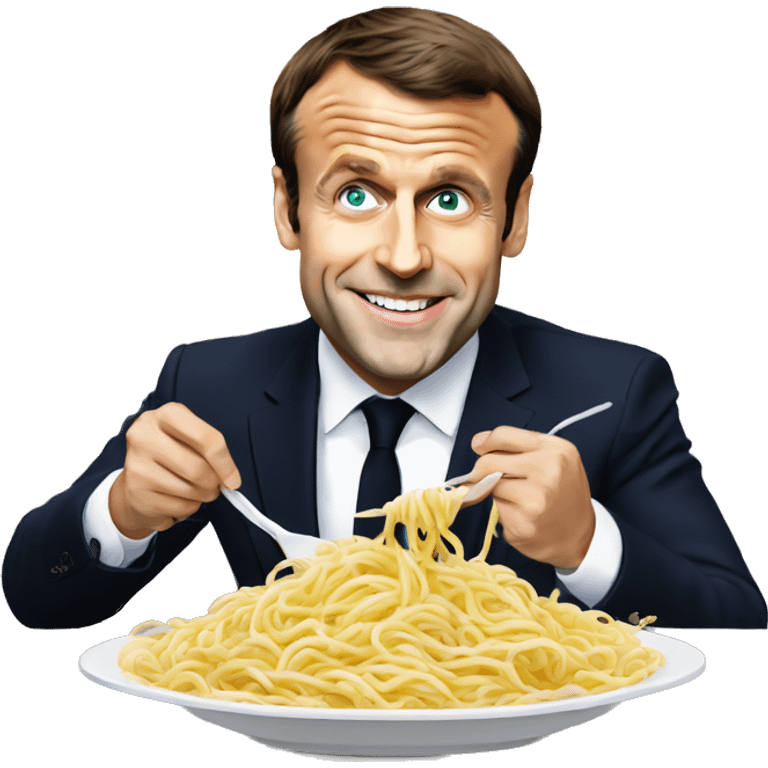 Emmanuel Macron eat noodles emoji