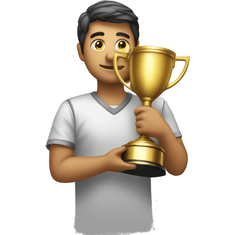 person with his back to a trophy emoji