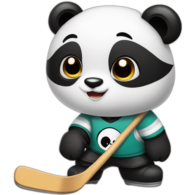 panda play hockey emoji