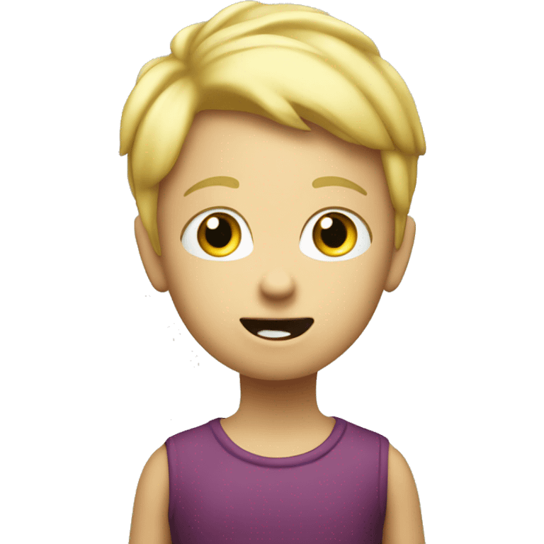 talking blond child with speech bubble near emoji