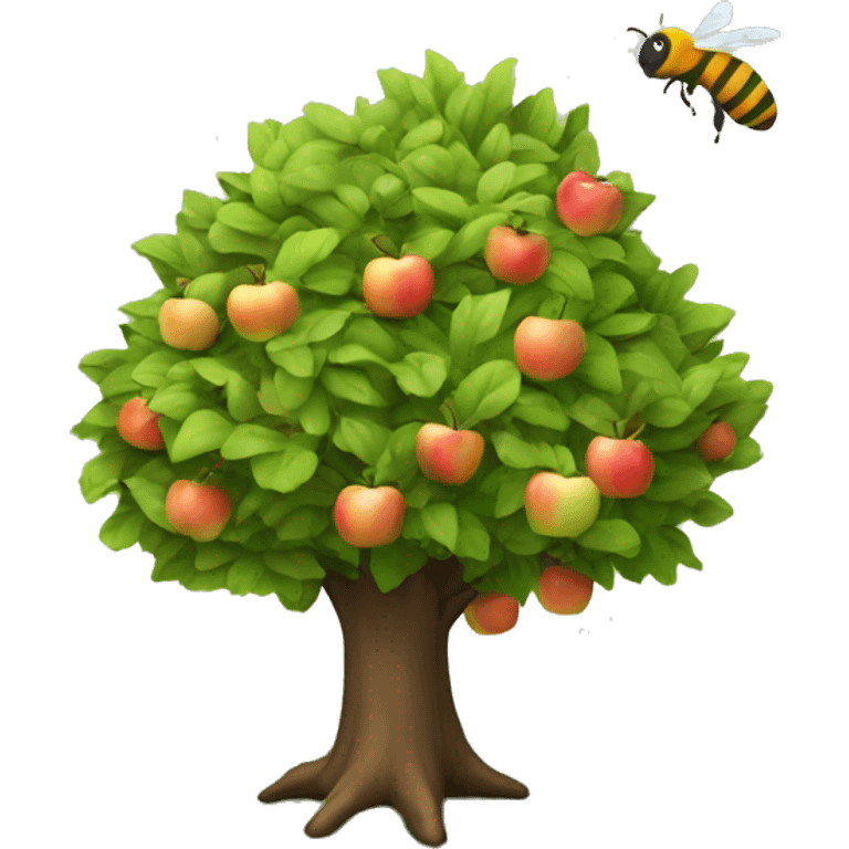 Appletree with bee on top right emoji