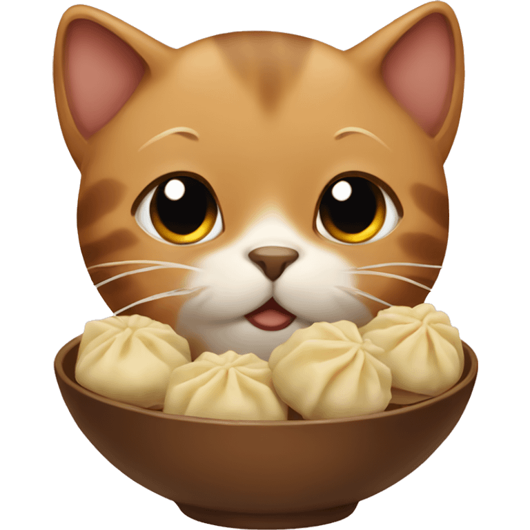 Brown cat with the dumplings  emoji