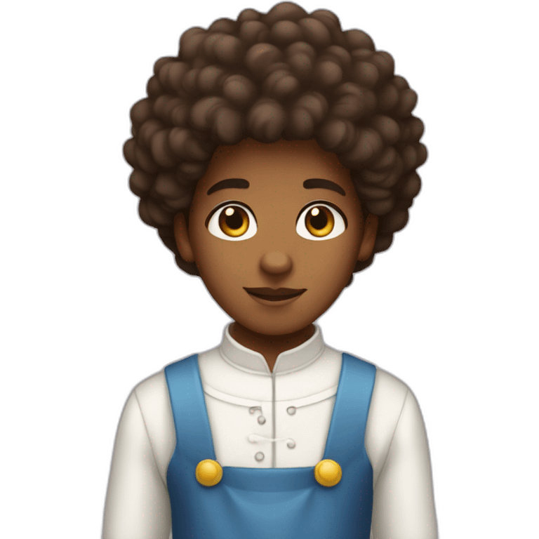 a brown-skinned boy with an afro in a maid outfit emoji