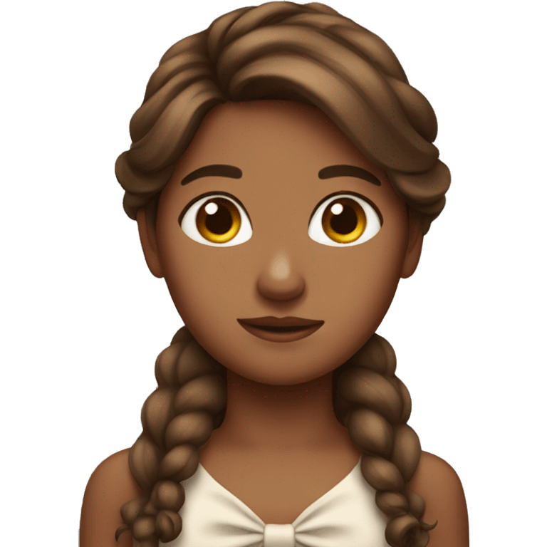 Brown hair girl with bow emoji