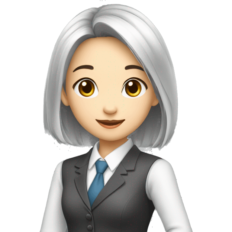 A young girl,Wear professional attire，Bust，Asian，Welcome gestures emoji